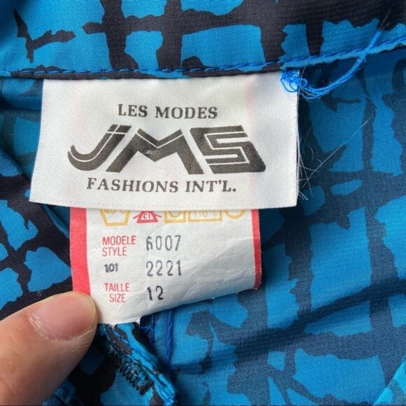 Vintage Les Modes JMS Abstract Check Print  Button Down Blouse - Picture 7 of 13